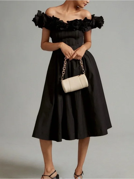 Maeve The Corina Ruffled Off-Shoulder Midi Dress - Picture 2 of 8